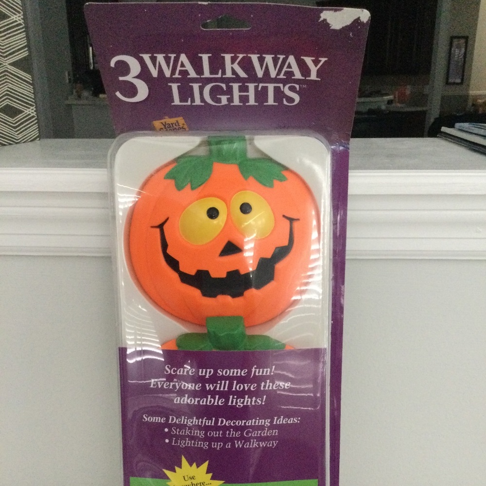Set of 3 Pumpkin Jack-o-Latern Walkway Lights